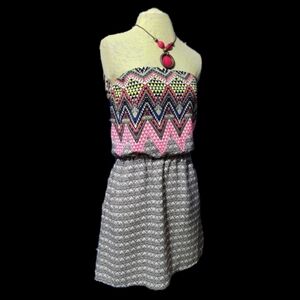 Aztec print Xhilaration strapless mini dress